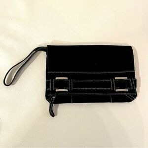Black Suede fold over wristlet